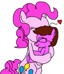 Size: 629x724 | Tagged: safe, artist:logan jones, imported from derpibooru, pinkie pie, oc, oc:logan berry, pony, babysitting, carrying, colt, cradling, glasses, heart, holding a pony, kiss on the head, kissing, male, motherly, motherly love, younger