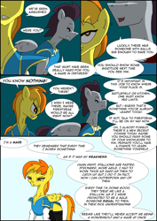 Size: 2480x3508 | Tagged: safe, artist:greeneyedmistress, imported from derpibooru, descent, spitfire, pegasus, pony, comic:prelude to creation, alternate universe, clothes, comic, female, male, mare, misogyny, sexism, stallion