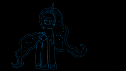 Size: 1920x1080 | Tagged: safe, artist:astralr, imported from derpibooru, princess luna, alicorn, pony, female, lineart, mare, monochrome, solo