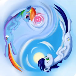 Size: 6000x6000 | Tagged: safe, artist:edgillock, imported from derpibooru, rainbow dash, soarin', backwards cutie mark, female, male, shipping, soarindash, straight, yin yang, yin-yang