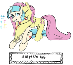 Size: 649x584 | Tagged: safe, artist:cammy, artist:dinexistente, imported from derpibooru, coco pommel, fluttershy, cute, hug, simple background, white background, winghug