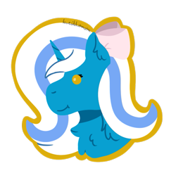 Size: 659x648 | Tagged: safe, artist:krecikkosmosu, imported from derpibooru, oc, oc only, oc:fleurbelle, alicorn, pony, adorabelle, alicorn oc, bow, chest fluff, cute, ear fluff, female, hair bow, horn, mare, simple background, smiling, solo, transparent background