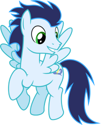 Size: 2426x3000 | Tagged: safe, artist:chainchomp2, imported from derpibooru, soarin', pegasus, pony, .svg available, flying, high res, looking back, male, raised hoof, simple background, solo, stallion, transparent background, vector