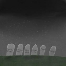 Size: 320x320 | Tagged: safe, artist:mylittlespitfire, imported from derpibooru, applejack, fluttershy, pinkie pie, rainbow dash, rarity, twilight sparkle, gravestone, implied death, mane six, picture for breezies, sad, tragedy