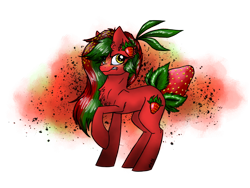 Size: 2048x1536 | Tagged: safe, artist:melonseed11, imported from derpibooru, oc, oc only, original species, pony, female, food, mare, simple background, solo, strawberry, transparent background