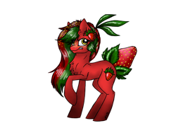 Size: 2048x1536 | Tagged: safe, artist:melonseed11, imported from derpibooru, oc, oc only, original species, pony, female, food, mare, simple background, solo, strawberry, strawberry pony, transparent background