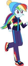 Size: 2560x5985 | Tagged: safe, artist:steyrrdash, imported from derpibooru, rainbow dash, equestria girls, equestria girls series, holidays unwrapped, spoiler:eqg series (season 2), beanie, clothes, female, hat, shoes, show accurate, simple background, sneakers, solo, transparent background, vector, winter outfit