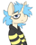 Size: 2000x2500 | Tagged: safe, artist:katyusha, imported from derpibooru, oc, oc only, oc:katsu pone, anthro, pony, semi-anthro, unicorn, bags under eyes, blue eyes, blue hair, grumpy, messy mane, solo