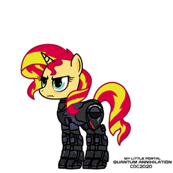 Size: 1024x1024 | Tagged: safe, artist:christiancerda, imported from derpibooru, sunset shimmer, unicorn, armor, my little portal, portal (valve), simple background, transparent background, vector