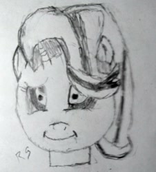 Size: 1330x1473 | Tagged: safe, artist:rain sunburst, imported from derpibooru, starlight glimmer, pony, unicorn, drawing, drawn with reference, female, mare, monochrome, photo, solo, traditional art
