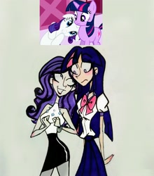 Size: 2605x2959 | Tagged: safe, artist:citi, imported from derpibooru, screencap, rarity, twilight sparkle, human, the ticket master, humanized, scene interpretation, screencap reference, skinny, traditional art