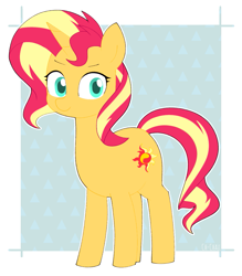 Size: 1053x1200 | Tagged: safe, artist:ch-chau, imported from derpibooru, sunset shimmer, pony, unicorn, abstract background, cute, female, mare, shimmerbetes, solo