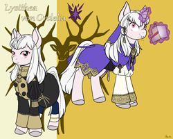 Size: 1280x1024 | Tagged: safe, artist:housho, imported from derpibooru, pony, unicorn, cake, clothes, eating, female, fire emblem, fire emblem: three houses, food, lysithea von ordelia, magic, mare, ponified