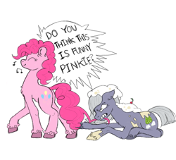 Size: 1047x951 | Tagged: safe, artist:happyartfag, imported from derpibooru, limestone pie, pinkie pie, earth pony, pony, /mlp/, 4chan, angry, drawthread, duo, speech bubble, text