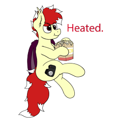 Size: 3000x3000 | Tagged: safe, artist:aaathebap, imported from derpibooru, oc, oc only, oc:aaaaaaaaaaa, bat pony, pony, bat pony oc, food, male, meme, popcorn, simple background, sitting, solo, text, transparent background