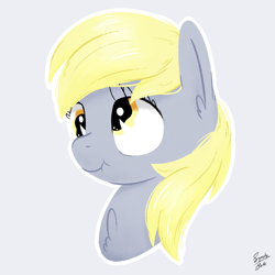 Size: 2000x2000 | Tagged: safe, artist:squeaky-belle, imported from derpibooru, derpy hooves, pegasus, pony, bust, chest fluff, derpy day, derpy day 2020, ear fluff, scrunch, scrunchy face, signature, simple background, white outline