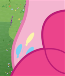 Size: 811x941 | Tagged: safe, imported from derpibooru, screencap, pinkie pie, pony, the ending of the end, balloonbutt, butt, chaos pinkie, cropped, female, macro, plot, solo