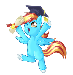 Size: 817x837 | Tagged: safe, artist:avui, imported from derpibooru, oc, oc only, pegasus, pony, graduation, graduation cap, hat, hearth's warming con, simple background, solo, transparent background