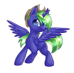 Size: 1057x1043 | Tagged: safe, artist:avui, imported from derpibooru, oc, oc only, oc:new leaf, alicorn, pony, big eyes, hat, simple background, solo, transparent background