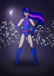 Size: 1000x1400 | Tagged: safe, artist:enderphoenix11, imported from derpibooru, twilight sparkle, human, grin, hand on hip, hands on hip, humanized, magic gaia, smiling, superhero