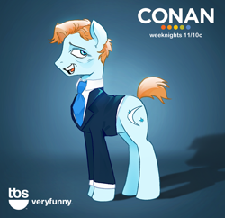 Size: 1332x1292 | Tagged: safe, artist:draw3, imported from derpibooru, earth pony, pony, /mlp/, 4chan, clothes, conan o'brien, drawthread, funny man, meta, necktie, ponified, solo, suit, tbs