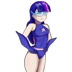 Size: 1024x1024 | Tagged: safe, artist:bikowolf1, imported from derpibooru, twilight sparkle, human, :3, clothes, eyes closed, humanized, leotard, magic gaia, smiling, superhero