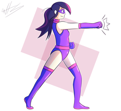 Size: 2400x2200 | Tagged: safe, artist:thriodeco20, imported from derpibooru, sci-twi, twilight sparkle, human, equestria girls, boots, clothes, human coloration, leotard, magic gaia, sci-titan, shoes, superhero, thigh boots