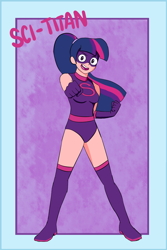 Size: 1200x1800 | Tagged: safe, artist:calugiselle, imported from derpibooru, twilight sparkle, human, boots, humanized, magic gaia, sci-titan, shoes, superhero, thigh boots