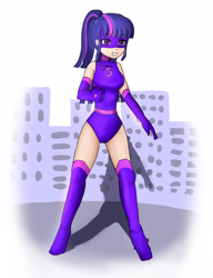 Size: 2000x2600 | Tagged: safe, artist:animarena, imported from derpibooru, sci-twi, twilight sparkle, human, equestria girls, boots, human coloration, magic gaia, sci-titan, shoes, superhero, thigh boots