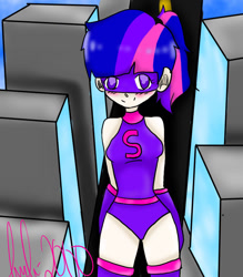 Size: 800x914 | Tagged: safe, artist:ari-zhe-awesome, imported from derpibooru, sci-twi, twilight sparkle, human, equestria girls, boots, human coloration, magic gaia, sci-titan, shoes, superhero, thigh boots