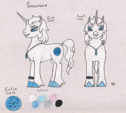 Size: 1815x1635 | Tagged: safe, artist:assertiveshypony, imported from derpibooru, oc, oc only, oc:snowmoon, pony, unicorn, female, reference sheet, smiling, solo