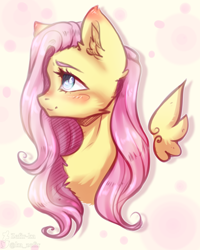 Size: 2000x2500 | Tagged: safe, artist:zefirka, imported from derpibooru, fluttershy, pegasus, pony, blushing, bust, cute, female, floating wings, mare, shyabetes, solo, wings