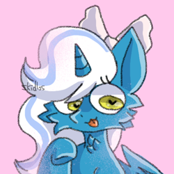 Size: 512x512 | Tagged: safe, artist:chocolatethekitty135, imported from derpibooru, oc, oc:fleurbelle, alicorn, alicorn oc, bow, cheek fluff, chest fluff, female, hair bow, heart eyes, horn, mare, tongue out, wingding eyes