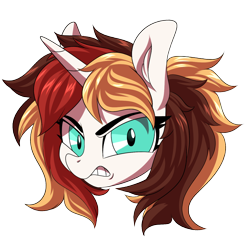 Size: 1200x1200 | Tagged: safe, artist:ask-colorsound, imported from derpibooru, oc, oc only, oc:scarlet serenade, pony, unicorn, angry, emoticon, female, head only, mare, simple background, solo, transparent background