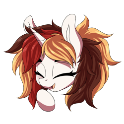 Size: 1200x1200 | Tagged: safe, artist:ask-colorsound, imported from derpibooru, oc, oc only, oc:scarlet serenade, pony, unicorn, emoticon, eyes closed, female, giggling, happy, head only, hooves, mare, simple background, solo, transparent background