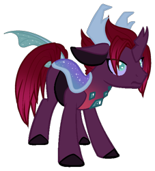 Size: 1022x1125 | Tagged: safe, artist:azrealrou, imported from derpibooru, oc, oc only, oc:storm voice, changedling, changeling, changepony, hybrid, interspecies offspring, male, offspring, parent:pharynx, parent:tempest shadow, parents:tempynx, simple background, solo, transparent background