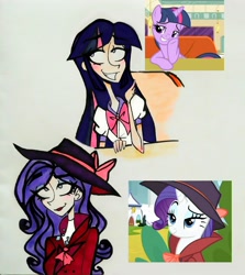 Size: 3052x3420 | Tagged: safe, artist:citi, imported from derpibooru, screencap, rarity, twilight sparkle, alicorn, human, sparkle's seven, the saddle row review, detective rarity, humanized, scene interpretation, screencap reference, traditional art, twilight sparkle (alicorn)