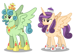 Size: 5183x3751 | Tagged: safe, artist:aleximusprime, imported from derpibooru, oc, oc only, oc:king kriegspiel, oc:queen kriegspiel, alicorn, pony, flurry heart's story, alicorn oc, anklet, antagonist, beard, chess, cozy glow's father, cozy glow's mother, cozy glow's parents, crown, evil, facial hair, father, female, horn, husband and wife, jewelry, king, kriegspiel, male, male and female, mother, mother and father, moustache, necklace, oc villain, queen, regalia, simple background, transparent background