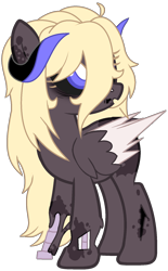 Size: 1104x1786 | Tagged: safe, artist:celestial-rue0w0, artist:pegasski, artist:rukemon, imported from derpibooru, oc, oc only, oc:black decay, demon, demon pony, original species, pegasus, pony, undead, zombie, zombie pony, black sclera, bone, colored sclera, commission, cut, female, mare, simple background, skeleton, solo, transparent background