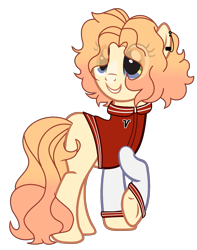 Size: 1545x1961 | Tagged: safe, artist:celestial-rue0w0, artist:pegasski, artist:rukemon, imported from derpibooru, oc, oc only, oc:virumi, earth pony, pony, base used, blank flank, clothes, commission, ear piercing, earring, female, grin, jersey, jewelry, mare, piercing, raised hoof, simple background, smiling, solo, transparent background, underhoof