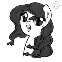 Size: 800x800 | Tagged: safe, artist:nimaru, imported from derpibooru, oc, oc only, oc:winter willow, pony, bust, female, mare, monochrome, open mouth, portrait, smiling, solo