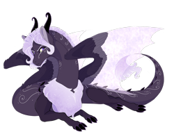 Size: 3500x2700 | Tagged: safe, artist:gigason, imported from derpibooru, oc, oc only, draconequus, hybrid, interspecies offspring, offspring, parent:discord, parent:tempest shadow, parents:tempestcord, prone, simple background, solo, transparent background