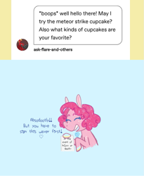 Size: 757x924 | Tagged: safe, artist:ask-pinkie-polkadot-pie, imported from derpibooru, pinkie pie, pony, tumblr:ask-pinkie-polkadot-pie, alternate hairstyle, female, solo, waiver