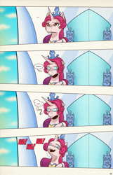 Size: 1253x1950 | Tagged: safe, artist:saturdaymorningproj, idw, imported from derpibooru, princess amore, pony, unicorn, comic:i await a guardian, ..., comic, laughing