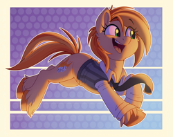 Size: 2274x1800 | Tagged: safe, artist:thegamblehorse, imported from derpibooru, oc, oc only, oc:parlay, earth pony, pony, chipped tooth, clothes, cute, female, happy, mare, necktie, shirt, solo, unshorn fetlocks, vest