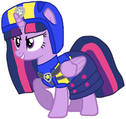 Size: 1054x990 | Tagged: safe, artist:徐詩珮, imported from derpibooru, twilight sparkle, alicorn, pony, series:sprglitemplight diary, series:sprglitemplight life jacket days, series:springshadowdrops diary, series:springshadowdrops life jacket days, alternate universe, base used, chase (paw patrol), clothes, female, grin, helmet, mare, paw patrol, raised hoof, simple background, smiling, solo, transparent background, twilight sparkle (alicorn), ultimate rescue