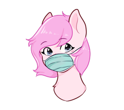 Size: 1800x1600 | Tagged: safe, artist:poofindi, imported from derpibooru, oc, oc only, oc:kayla, pony, bust, commission, coronavirus, covid-19, face mask, female, mare, mask, ppe, simple background, solo, surgical mask, transparent background, ych example, your character here