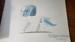 Size: 4032x2268 | Tagged: safe, artist:daydreamtracer, imported from derpibooru, oc, oc only, oc:hackintosh, pony, apple (company), hackintosh, macintosh, solo, traditional art