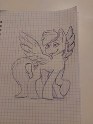 Size: 960x1280 | Tagged: safe, artist:dbleki, imported from derpibooru, rainbow dash, pony, female, graph paper, monochrome, solo, tongue out, traditional art