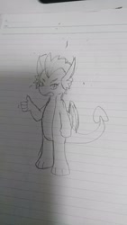 Size: 1152x2048 | Tagged: safe, artist:omegapony16, imported from derpibooru, smolder, dragon, dragoness, female, lineart, lined paper, solo, thumbs up, traditional art